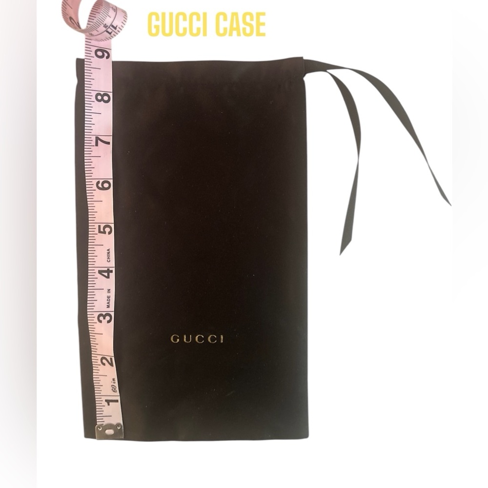 Gucci Black Silky Small Dust Bag Sunnies Glasses Drawstring Pouch Gold Logo NEW